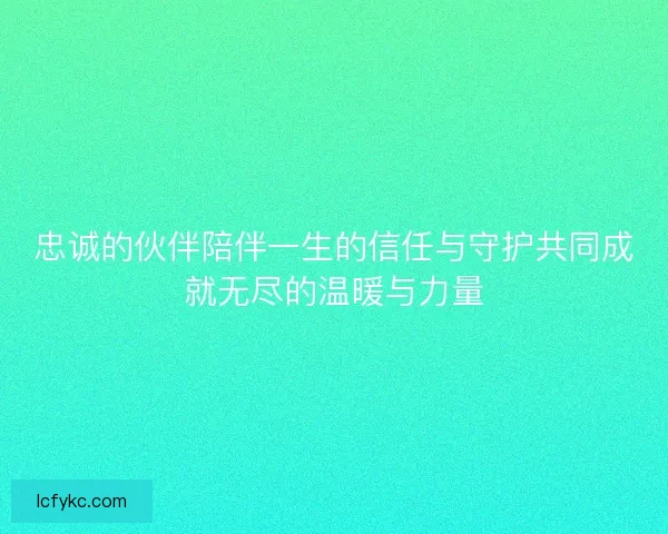忠诚的伙伴陪伴一生的信任与守护共同成就无尽的温暖与力量